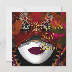 Invitation Masque de bal masqué Parti Masque Noir Rouge 2