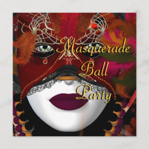Invitation Masque de bal masqué Party Masque Noir Rouge 2