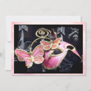 Invitation Masque de Bal Papillon Rose
