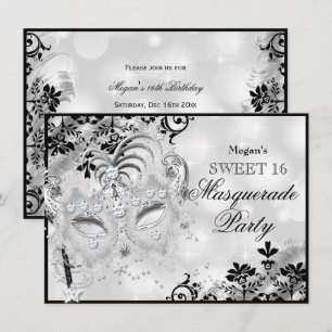 Invitation Masque de bijou doux 16 et masquerade en argent da
