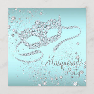 Invitation Masque de diamant bleu sarcelle Fête masquée