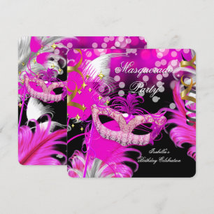 Invitation Masque de fête d'anniversaire Fête déguisée Rose C