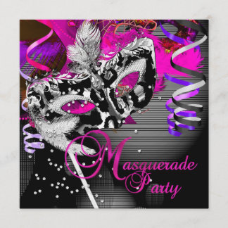 Invitation Masque de fête d'anniversaire Masquerade Argent Ro