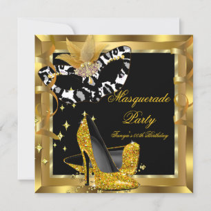 Invitation Masque de fête d'anniversaire Masquerade Talons ha