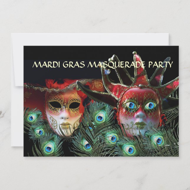 INVITATION MASQUE DE LA DAME ROUGE ET DE JESTER AVEC DES PIED (Devant)