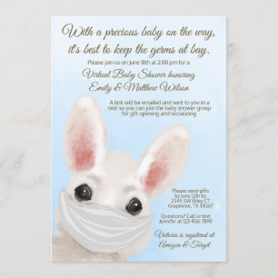 Invitation Masque de Lapin Bébé Garçon Fête Prénatale En Lign