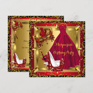 Invitation Masque de Mascarade Chaussure Talon Haut Rouge Ann