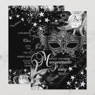 Invitation Masque d'étincelle en argent Star Night Masquerade