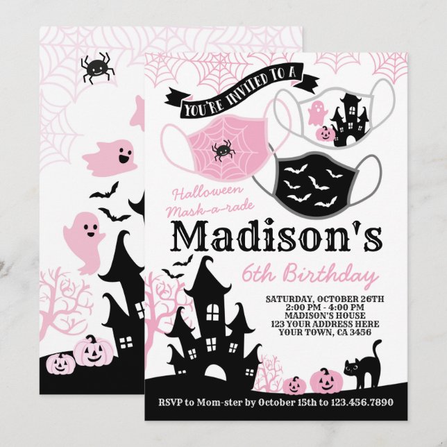 Invitation Masque d'Halloween (Devant / Derrière)