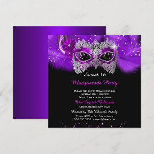 Invitation Masque en dentelle scintillant Violet Mascarade Sw