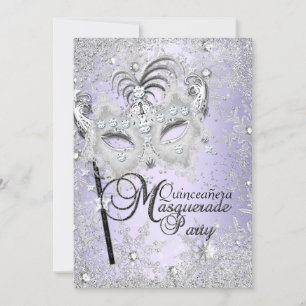 Invitation Masque Flocon de Neige Violet Quinceanera