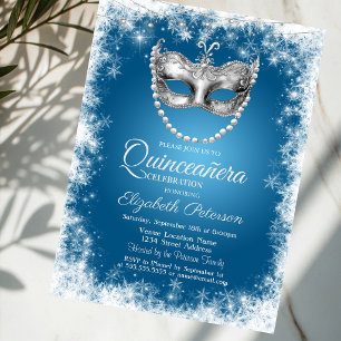 Invitation Masque,Flocons de neige,Invitation pour une Quince