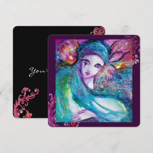 Invitation MASQUE LADY BLUE Élégante Soirée de Mascarade, Ble