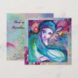 Invitation MASQUE LADY BLUE Fête masquée élégante à Venise