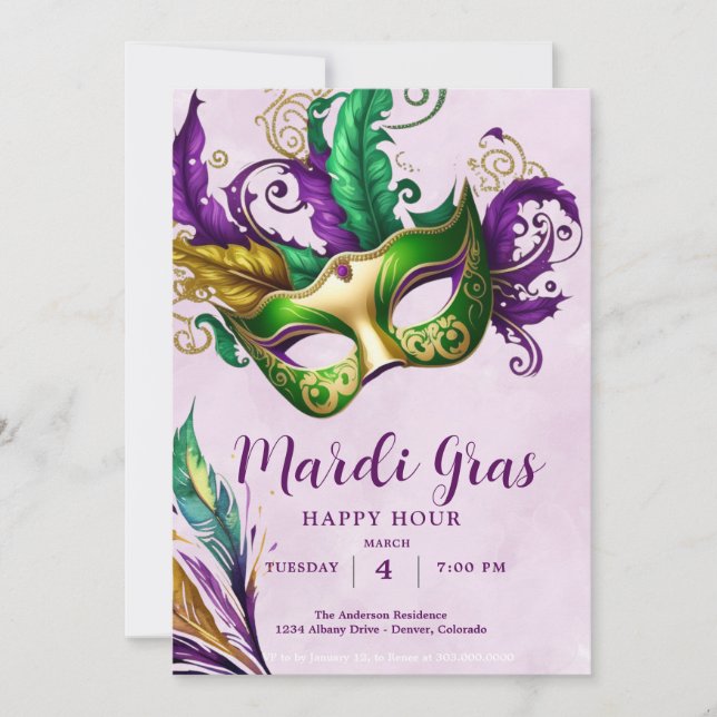 Invitation Masque Mardi Gras (Devant)