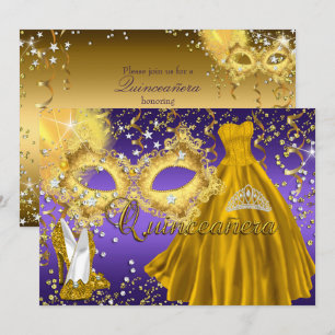 Invitation Masque Mascarade Mascarade Mascaret d'or violet In