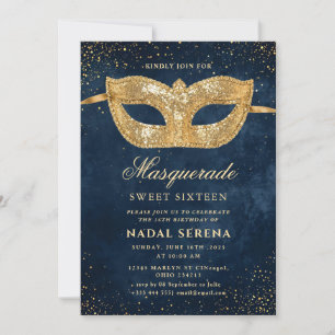 Invitation masque mascarade or Sweet 16