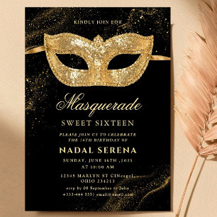 Invitation masque mascarade or Sweet 16