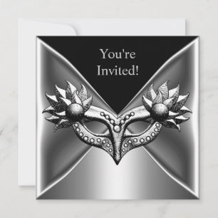 Invitation Masque métallique noir élégant pour événement de f