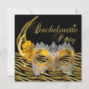Invitation Masque Or Bachelorte Party Noir