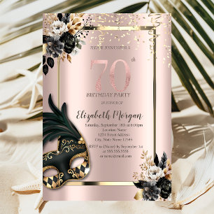 Invitation Masque Rose noir Confetti Rose Gold 70e