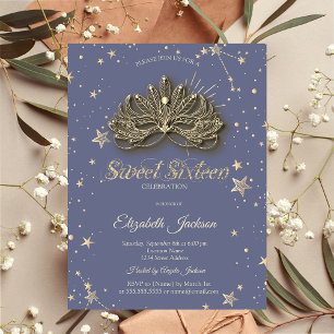 Invitation Masque Stars Pastel Lavande Sweet 16