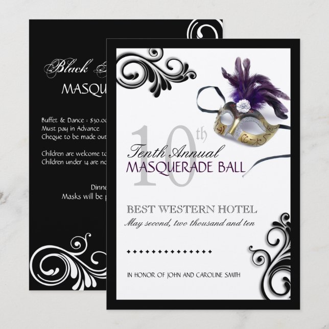 Invitation Masquerade (Devant / Derrière)