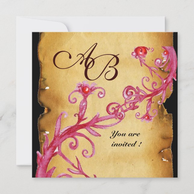 Invitation MASQUERADE BAIES MAGIQUES MONOGRAM rouge (Devant)