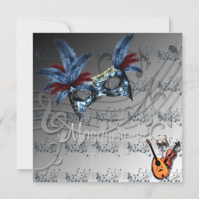 Invitation Masquerade Ball aux couleurs d'argent (Devant)