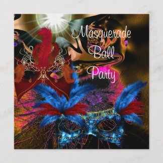 Invitation Masquerade Ball Party Masque Colorful Abstrait 2