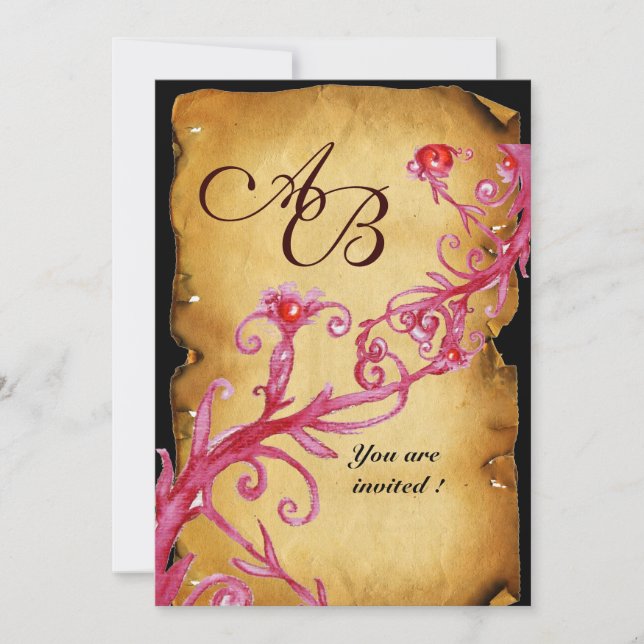 Invitation MASQUERADE BÉRIES MAGIQUES MONOGRAM, Parchemin (Devant)
