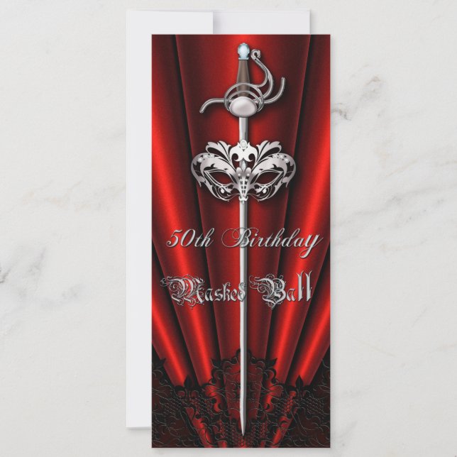 Invitation Masquerade de la dentelle rouge 50e anniversaire (Devant)