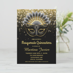Invitation Masquerade élégante Quinceañera 15e anniversaire