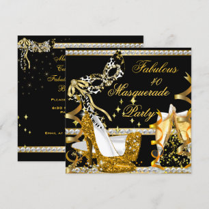 Invitation Masquerade Fabuleux 40 Woman's Gold High Heel Masq