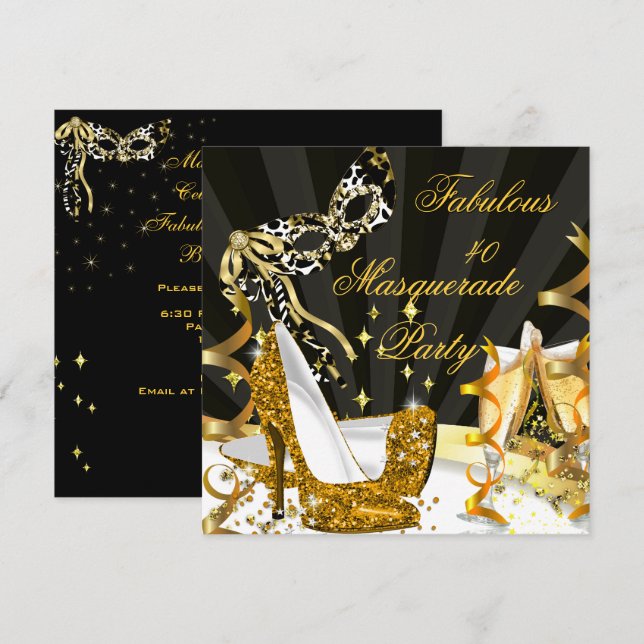 Invitation Masquerade Fabuleux 40 Woman's Gold High Talon (Devant / Derrière)