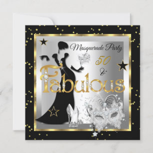 Invitation Masquerade Fabuleux 50 Party Gold Argent Noir