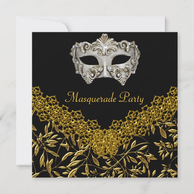 Invitation Masquerade Gold Black Hot Glamour fête d'anniversa (Devant)