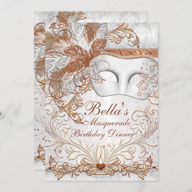 Invitation Masquerade Mardi Gras (Devant / Derrière)