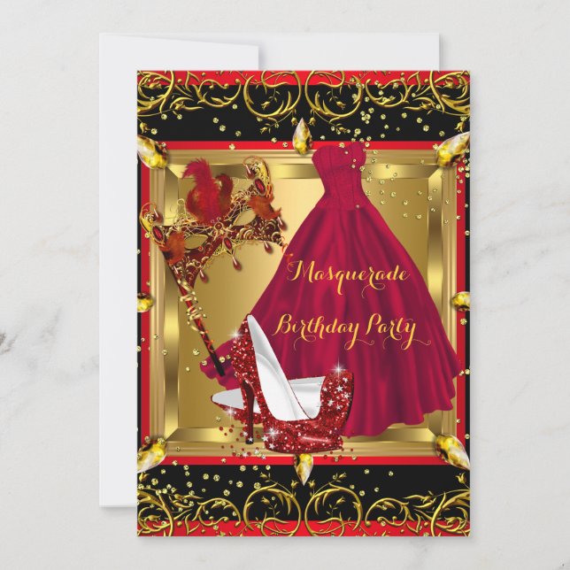 Invitation Masquerade Masque Chaussure haute talon rouge Anni (Devant)