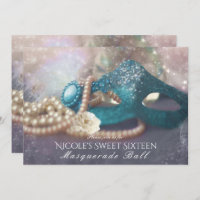 Masquerade Masque & Perles Rainbow Party Invitatio