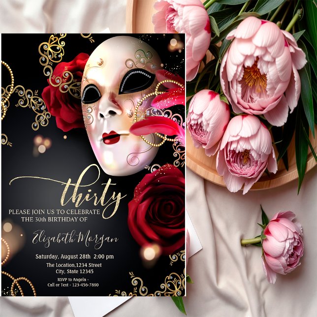 Invitation Masquerade, Masque Red Roses 30ème Anniversaire (Créateur téléchargé)