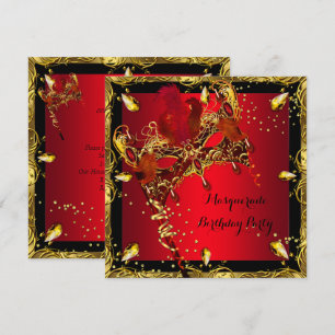 Invitation Masquerade Masque Rouge Gold fête d'anniversaire