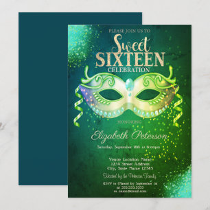 Invitation Masquerade,Masque,Vert Sucré 16 Or