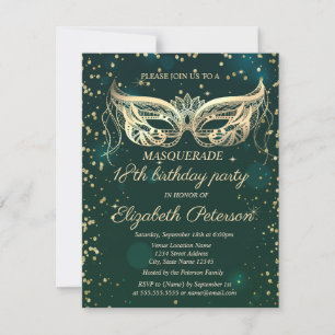 Invitation Masquerade Or Diamants 18ème Anniversaire