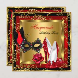 Invitation Masquerade or rouge noir Parties scintillant haute