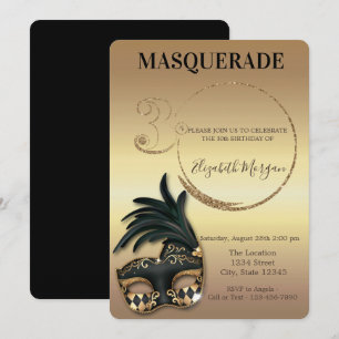 Invitation Masquerade Paillettes Dorées 30ème Anniversaire
