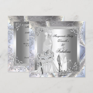 Invitation Masquerade Party Fabuleux 50 Anniversaire Argent
