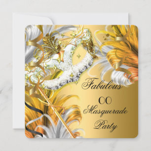 Invitation Masquerade Party Fabuleux Anniversaire Or Argent