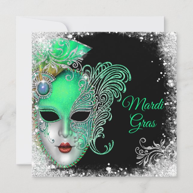 Invitation Masquerade Party, Sweet sixteen Parties scintillan (Devant)