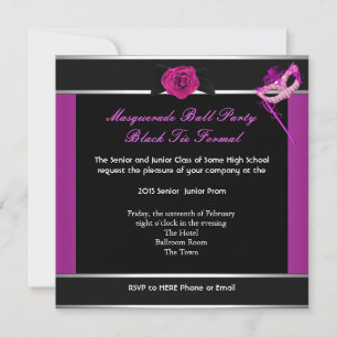 Invitation Masquerade Prom Lycée Danse Formelle Rose
